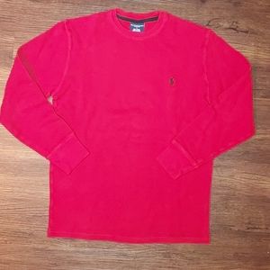 Vintage Men's Red Polo Ralph Lauren Long Sleeve Thermal Shirt Size Small S